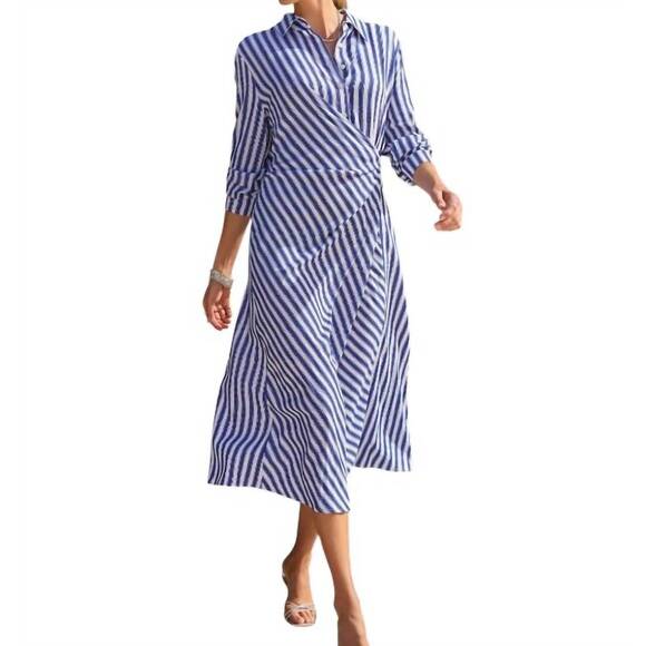 TRIBAL Dresses & Skirts - NEW TRIBAL long sleeve waist wrap dress in blue